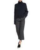 Tie-Print Silk Blouse, Black/Shark