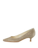 Poco Glitter Kitten-Heel Pump, Platinum Noir