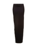 Ribbed Side-Stripe Maxi Skirt, Black