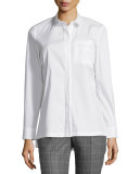 Long-Sleeve Button-Front Poplin Shirt 