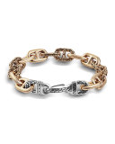 Men's Bronze/Silver Carved-Link Bracelet