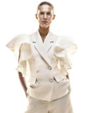 Ruffled Sleeveless Jacket, Ivory