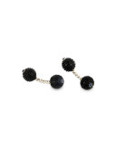 Carved Onyx & Sapphire Twisted Bar Cuff Links