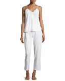 Cotton Cluny Lace-Trim Pajama Set, White