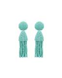 Short Beaded Tassel Clip Earrings, Turquoise