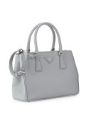 Saffiano Lux Double-Zip Tote Bag, Light Gray (Gratino)