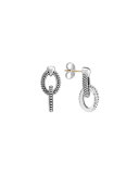 Oval Caviar Beaded Link Earrings