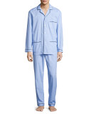 Graph-Check Cotton Pajama Set, Blue