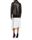 Mission Leather Swing-Back Moto Jacket, Black