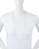 Silver Pearl-Station Long Necklace