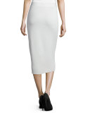 Silk Organic Cotton Interlock Pencil Skirt, Bone