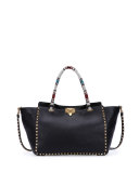 Rockstud Medium Beaded Tote Bag, Black