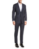 G-Line Sharkskin Wool Two-Piece Suit, Navy