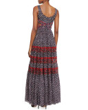 Altessa Sleeveless Prairie Maxi Dress, Pirouette Dot/Montage Rubiate
