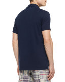 Johnny-Collar Knit Polo Shirt, Navy