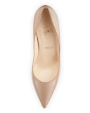 Apostrophy Pointed Red Sole Pump, Nude