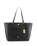Turnlock Leather Tote Bag, Light Gold/Black