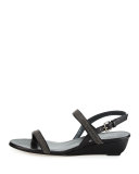 Inchains Leather Demi-Wedge Sandal, Black 