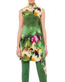 Sleeveless Printed Tunic Blouse, Multi Colors