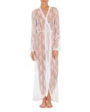 Petal Sheer-Lace Robe, White