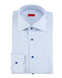 Striped Chambray Dress Shirt, Blue/White