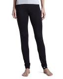 Full-Length Tricot Knit Leggings, Black
