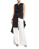 High-Waist Full Wide-Leg Pants, White