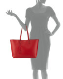 Large Shopping Tote Bag w/ Painted Edges, Red/Black