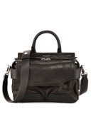 Pilot Small Leather Satchel Bag, Black