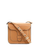 Midnighter Large Leather Messenger Bag, Sand/Light Gold