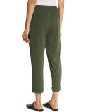 Pull-On Tapered Cropped Trousers