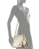 Molly Small Woven Messenger Bag, Gold