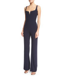 Sleeveless Corset Straight-Leg Jumpsuit, Midnight