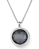 Stella Large Lollipop Necklace in Hematite & Diamonds 16-18"