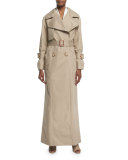 Maxi-Length Cotton Trenchcoat, Dust