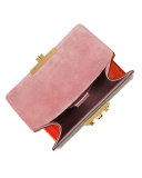 Padlock Small GG Supreme Shoulder Bag, Pink Trim