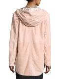 Rin Hooded Suede Jacket, Pink