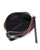 Medium Zip-Top Check Pouch Bag, Plum