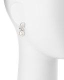 9.5mm Round Pearl & Marquis CZ Crystal Drop Earrings