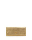 Saffiano Metallic Wallet on Chain, Gold (Platino)