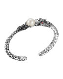Naga Silver Lava Small Cuff with Pearl & Black Sapphire