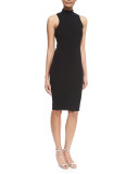Sleeveless Turtleneck Sheath Dress, Black