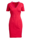 Ainsley Short-Sleeve Lace-Trim Sheath Dress