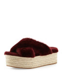Shearling Crisscross Slide Sandal, Granato