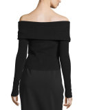 Off-The-Shoulder Surplice Long-Sleeve Sweater