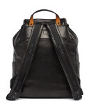 Killian Men's Medium Leather Logo Backpack, Black