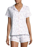 Short-Sleeve Print Shortie Pajama Set, Rose All Day