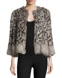 Cassidy Short Rabbit Fur Jacket, Salt/Pepper
