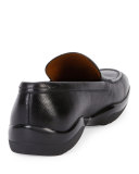 Mils Textured Leather Slip-On Loafer, Black