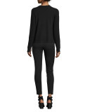 Valentina Cropped Ribbed Cashmere Sweater, Black
